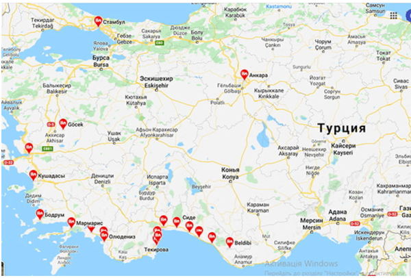 Международные аэропорты Турции: список, расположение на …